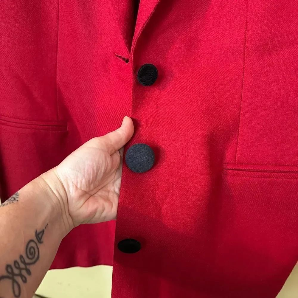 Jennifer Moore Red Wool Blazer Size 16 - Picture 8 of 8